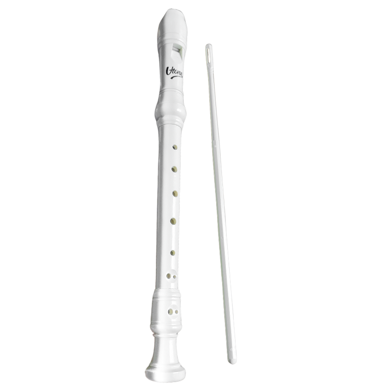 V-TONE FL P1 hvit soprano-blokkfløyte med rensestav og etui