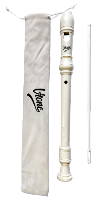 V-TONE FL P1 hvit soprano-blokkfløyte med rensestav og etui