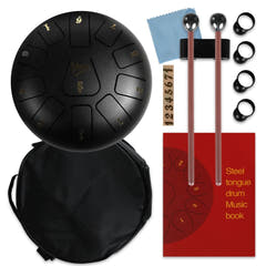 Tongue Drum 8" Svart inkl. tilbehør (11 toner)