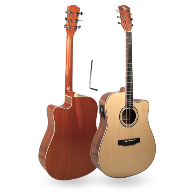 V-TONE VEAG1 CE NT Elektroakustisk Gitar 4/4 Dreadnought Cutaway – Natur