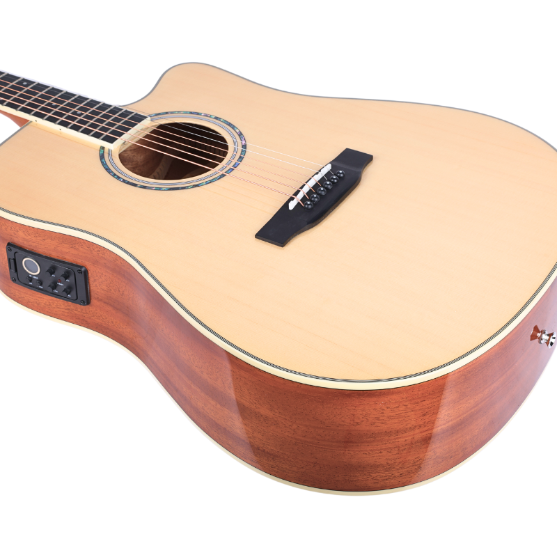 V-TONE VEAG1 CE NT Elektroakustisk Gitar 4/4 Dreadnought Cutaway – Natur