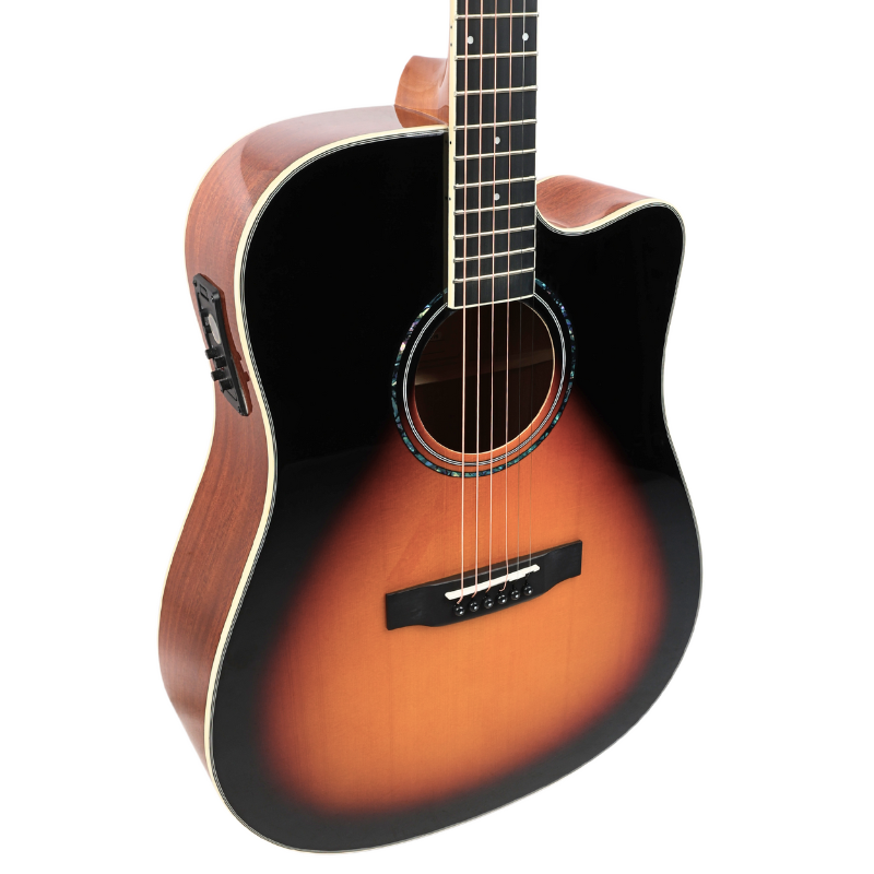 V-TONE VEAG1 CE VS elektro-akustisk gitar 4/4 dreadnought cutaway sunburst