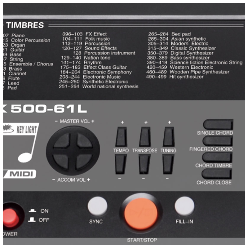 V-TONE VK-500 61L Keyboard – 61 Tangenter med LED læringsfunksjon for Barn og Nybegynnere