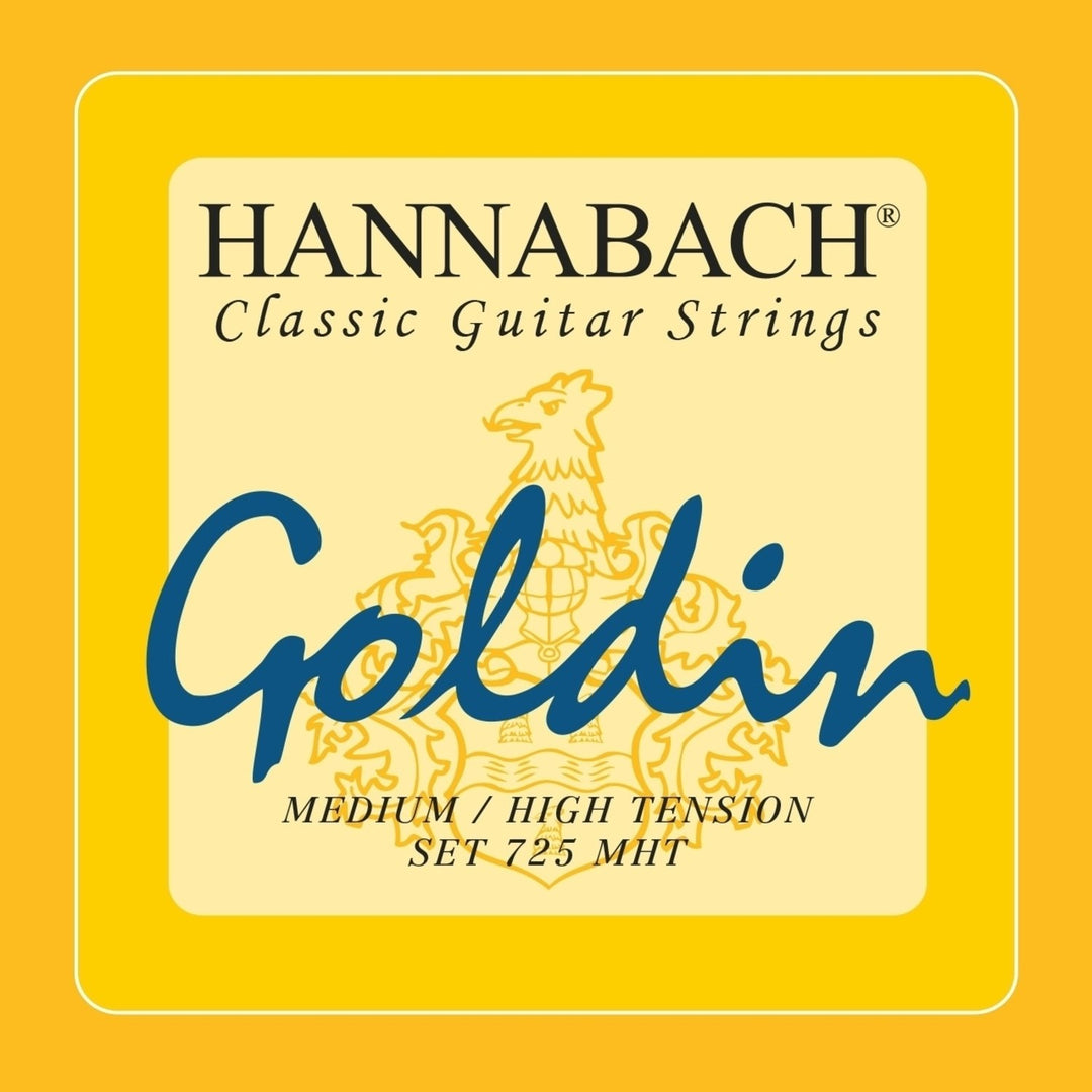 Hannabach strenger til klassisk gitar Series 725 medium/høy spenning Goldin - 3-delt diskantsett (7258MHTC)