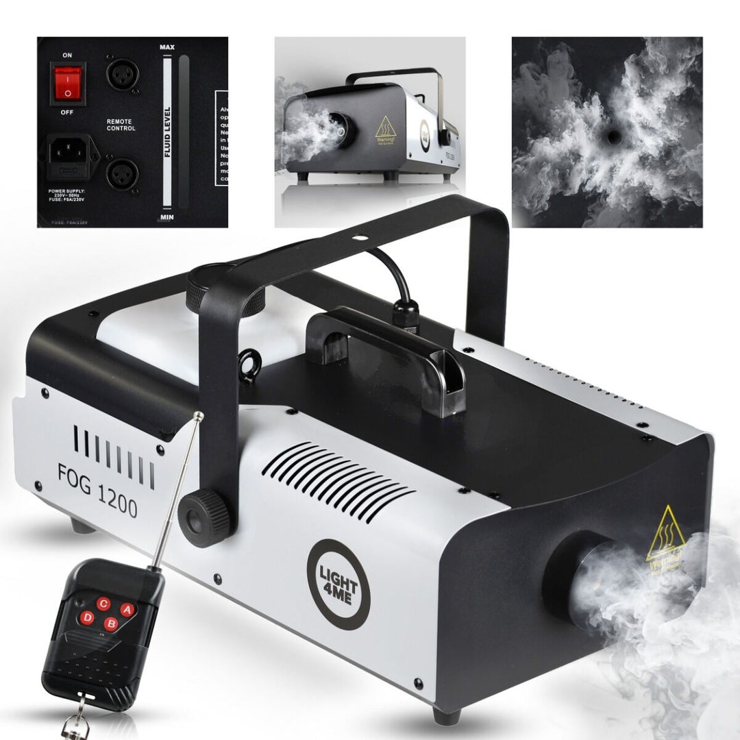 Light4Me Fog 1200 Røykmaskin 1200W med trådløs og kablet fjernkontroll